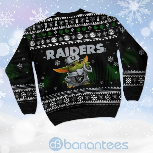 Yoda Baby Love Oakland Raiders Ugly Christmas 3D Sweater Product Photo