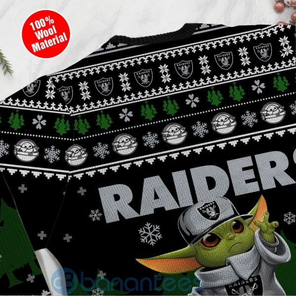 Yoda Baby Love Oakland Raiders Ugly Christmas 3D Sweater Product Photo