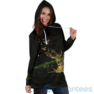 Zen Birds Black Hoodie Dress For Women Product Photo