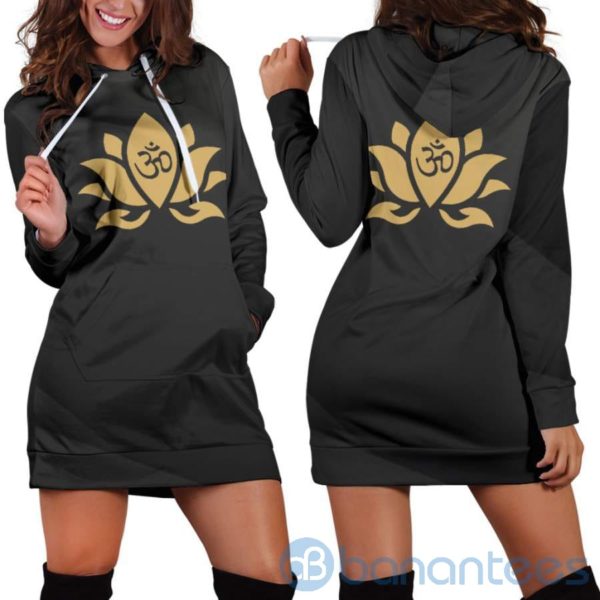 Zen Lotus Black Hoodie Dress For Women Product Photo