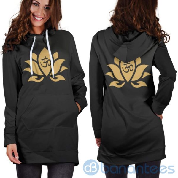 Zen Lotus Black Hoodie Dress For Women Product Photo