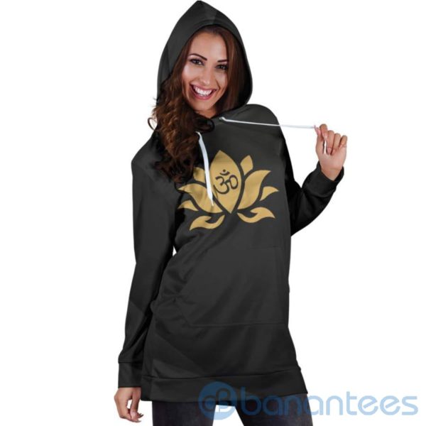 Zen Lotus Black Hoodie Dress For Women Product Photo