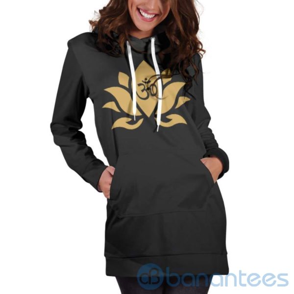 Zen Lotus Black Hoodie Dress For Women Product Photo