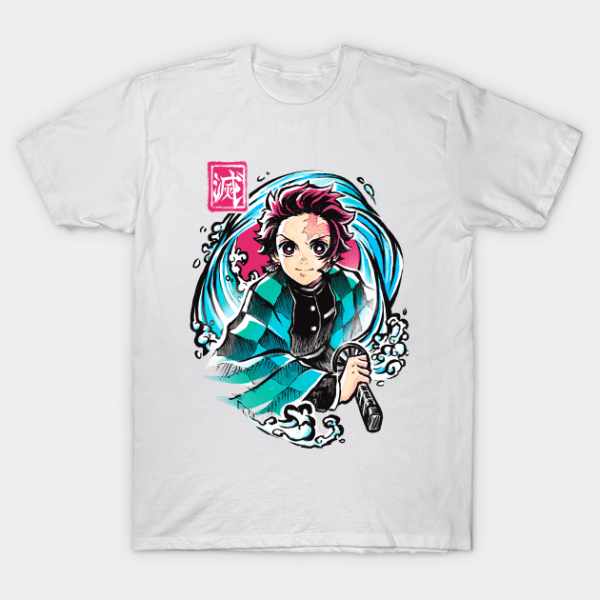 Demon Slayer Anime Breath Of Water Tanjiro Kamado Art T Shirt Product Photo