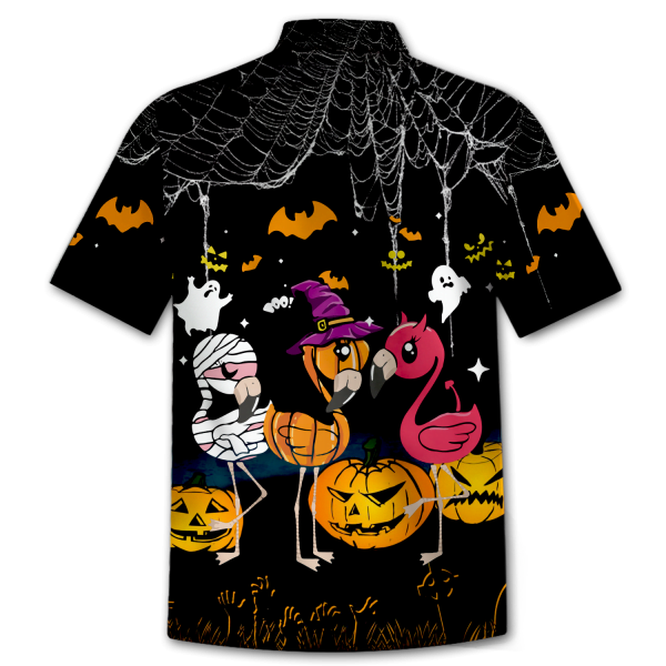 Funny Flamingo Chibi Happy Halloween Hawaiian Shirt Product Photo