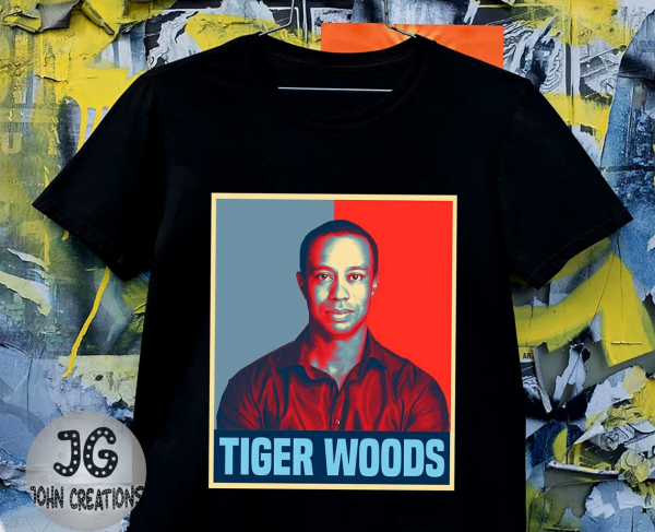 Tiger Woods Hope Art Style Black T Shirt Product Photo