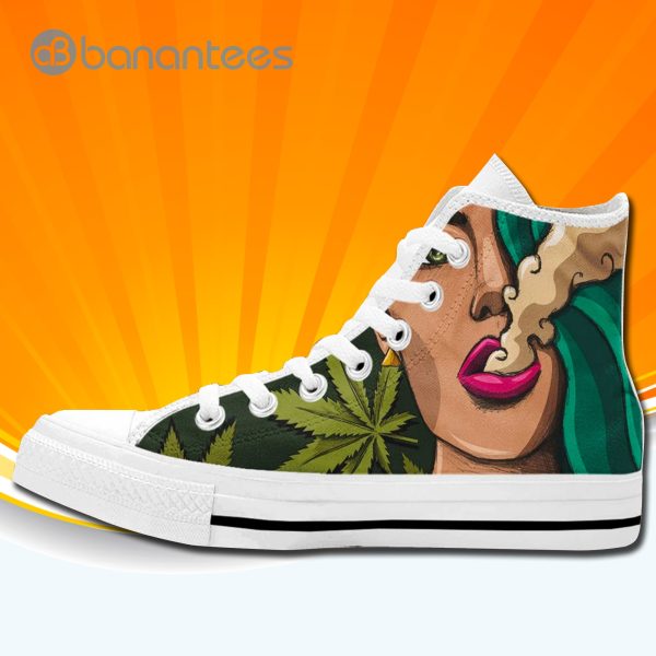 African American With Smoking Weed High Top Canvas Shoes Sneakers Product Photo