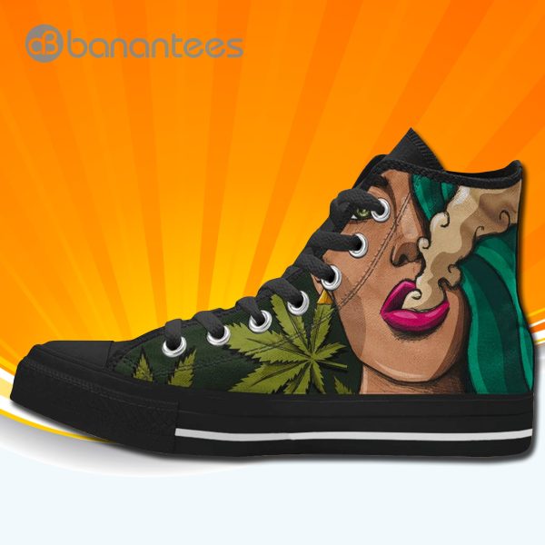 African American With Smoking Weed High Top Canvas Shoes Sneakers Product Photo