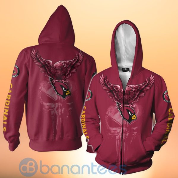 Arizona Cardinals NFL Logo Eagle Skull 3D All Over Printed Shirt Product Photo