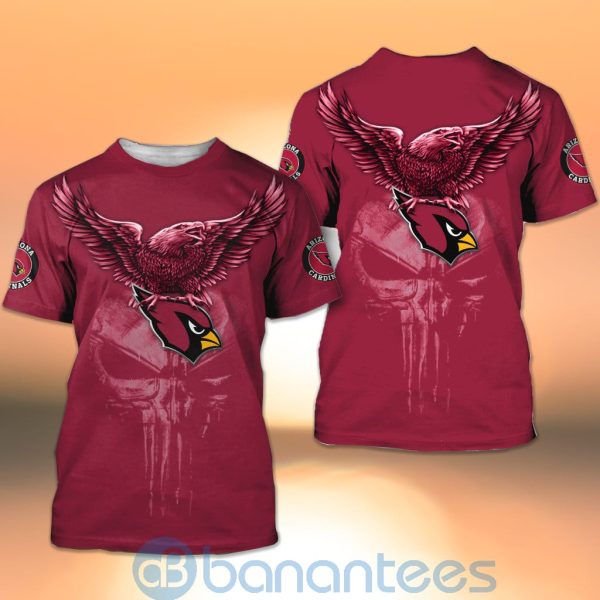 Arizona Cardinals NFL Logo Eagle Skull 3D All Over Printed Shirt Product Photo