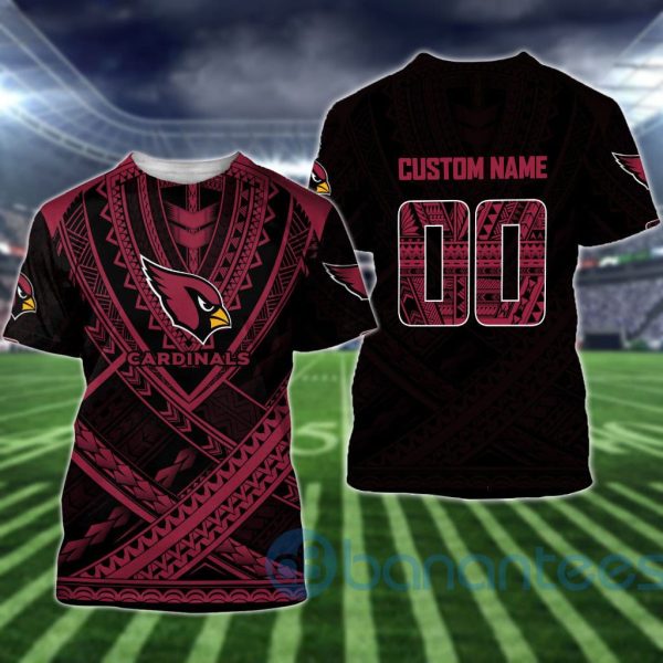 Arizona Cardinals NFL Team Logo Polynesian Pattern Custom Name Number 3D All Over Printed Shirt Product Photo