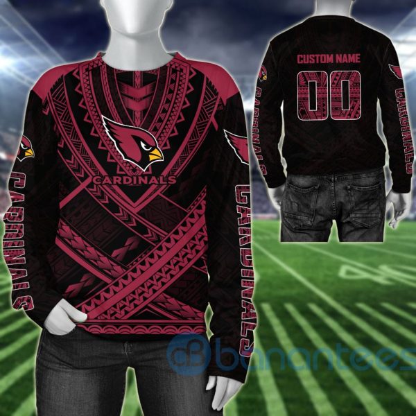 Arizona Cardinals NFL Team Logo Polynesian Pattern Custom Name Number 3D All Over Printed Shirt Product Photo