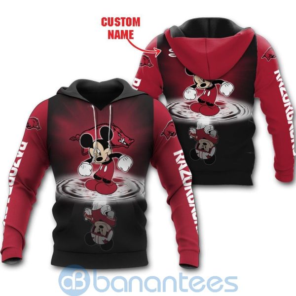 Arkansas Razorbacks Disney Mickey Mouse In Water Custom Name 3D All Over Printed Shirt Product Photo