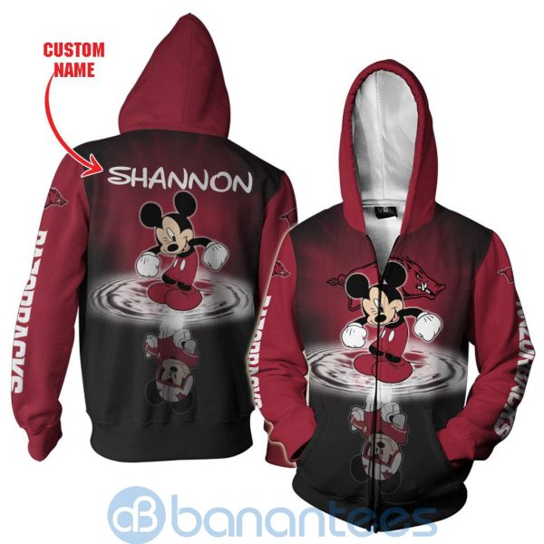 Arkansas Razorbacks Disney Mickey Mouse In Water Custom Name 3D All Over Printed Shirt Product Photo