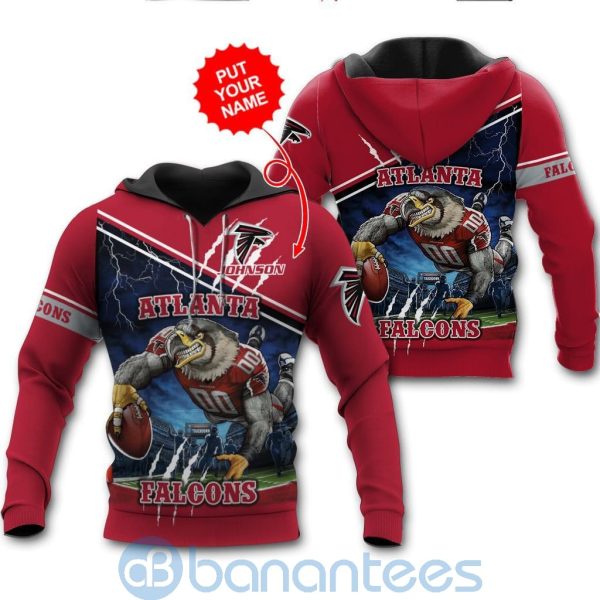 Atlanta Falcons Mascot Catching Ball Custom Name 3D All Over Printed Shirt Product Photo