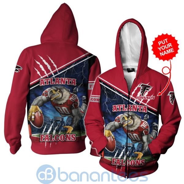 Atlanta Falcons Mascot Catching Ball Custom Name 3D All Over Printed Shirt Product Photo
