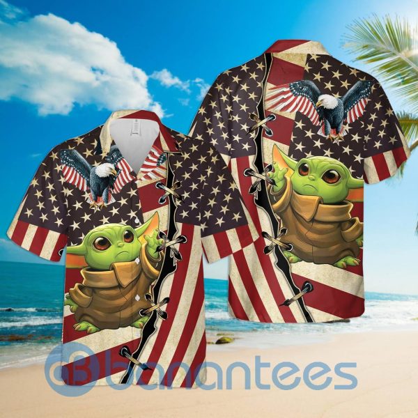 Baby Yoda American Flag Summer Hawaiian Shirt Product Photo
