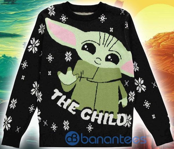 Baby Yoda The Child Knitted Christmas Sweater Product Photo