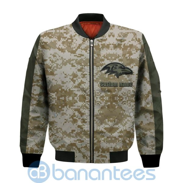 Baltimore Ravens American Football Team Logo Camouflage Custom Name Bomber Jacket Product Photo