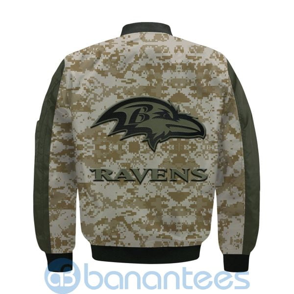 Baltimore Ravens American Football Team Logo Camouflage Custom Name Bomber Jacket Product Photo