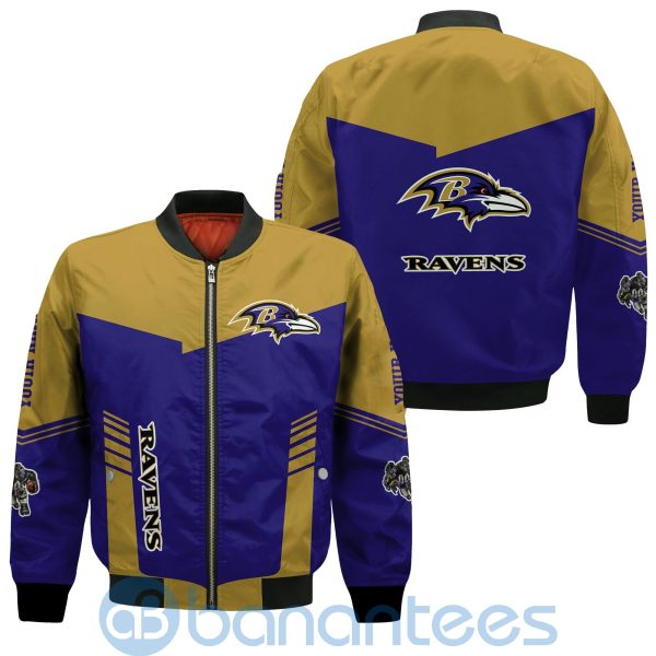 Baltimore Ravens American Football Team Logo Custom Name Bomber Jacket Product Photo