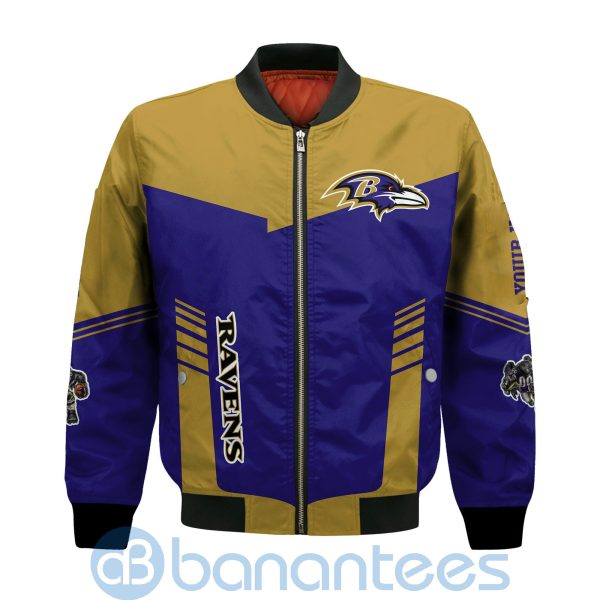 Baltimore Ravens American Football Team Logo Custom Name Bomber Jacket Product Photo