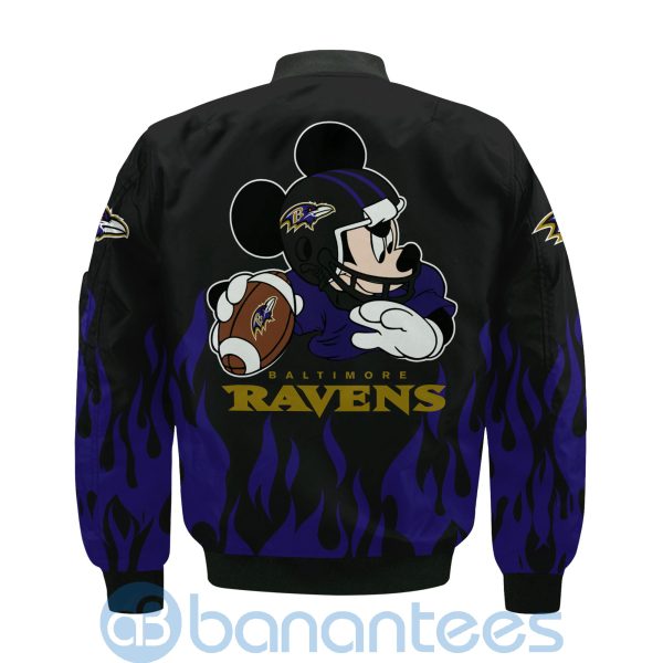 Baltimore Ravens Football Team Logo Disney Mickey Custom Name Bomber Jacket Product Photo