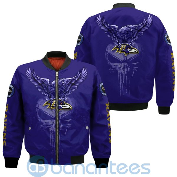 Baltimore Ravens Logo Eagle Skull Bomber Jacket Product Photo