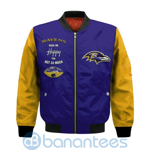 Baltimore Ravens Make Me Happy American Football Team Logo Custom Name Bomber Jacket Product Photo