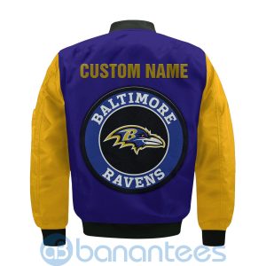 Baltimore Ravens Make Me Happy American Football Team Logo Custom Name Bomber Jacket Product Photo