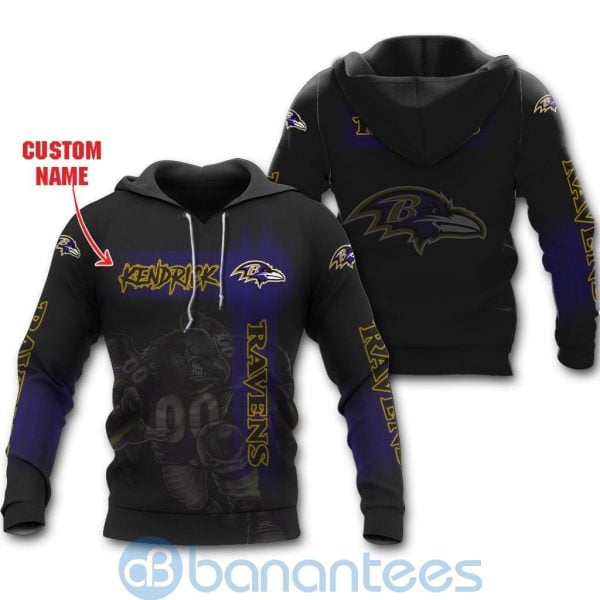 Baltimore Ravens Mascot Custom Name 3D All Over Printed Shirt Product Photo