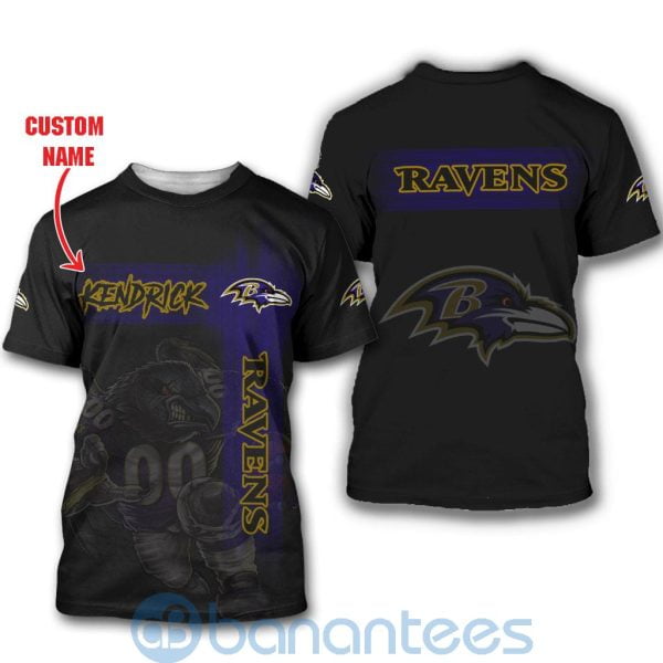 Baltimore Ravens Mascot Custom Name 3D All Over Printed Shirt Product Photo