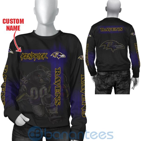 Baltimore Ravens Mascot Custom Name 3D All Over Printed Shirt Product Photo