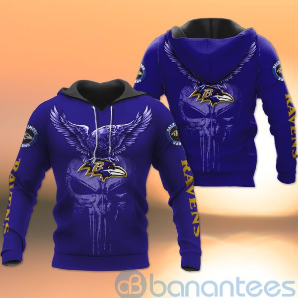 Baltimore Ravens NFL Logo Eagle Skull 3D All Over Printed Shirt Product Photo