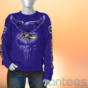 Baltimore Ravens NFL Logo Eagle Skull 3D All Over Printed Shirt Product Photo
