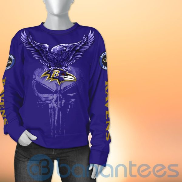 Baltimore Ravens NFL Logo Eagle Skull 3D All Over Printed Shirt Product Photo