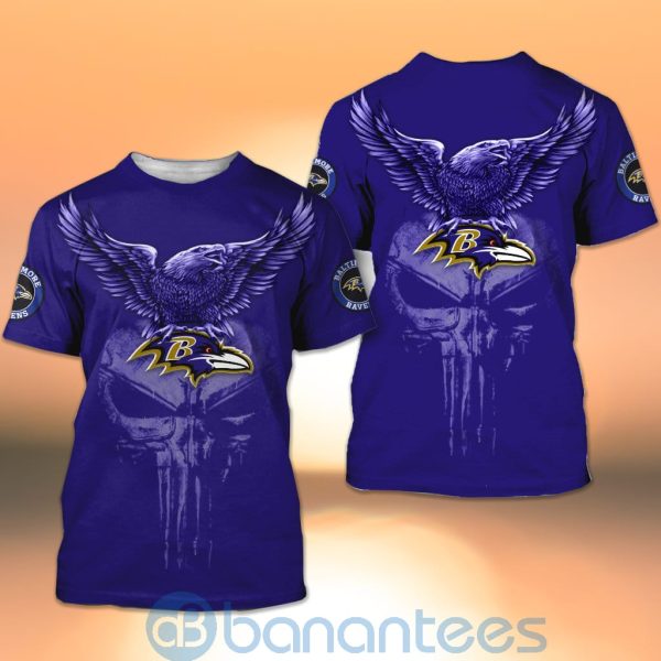 Baltimore Ravens NFL Logo Eagle Skull 3D All Over Printed Shirt Product Photo