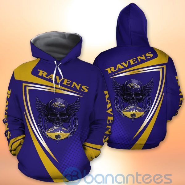 Baltimore Ravens NFL Skull American Football Sporty Design 3D All Over Printed Shirt Product Photo
