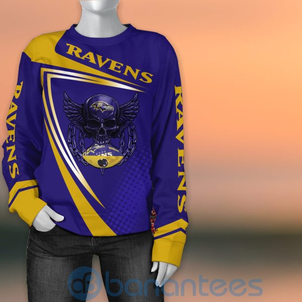 Baltimore Ravens NFL Skull American Football Sporty Design 3D All Over Printed Shirt Product Photo