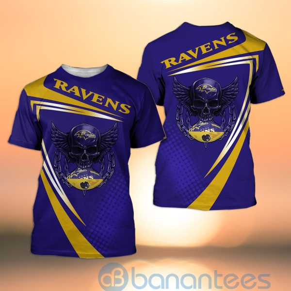 Baltimore Ravens NFL Skull American Football Sporty Design 3D All Over Printed Shirt Product Photo