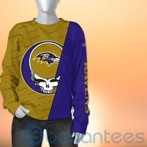 Baltimore Ravens NFL Team Logo Grateful Dead Design 3D All Over Printed Shirt Product Photo