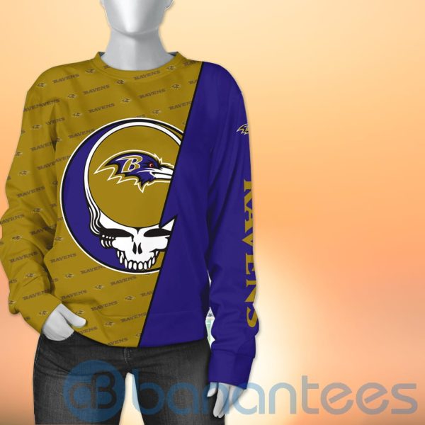 Baltimore Ravens NFL Team Logo Grateful Dead Design 3D All Over Printed Shirt Product Photo