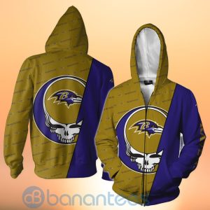 Baltimore Ravens NFL Team Logo Grateful Dead Design 3D All Over Printed Shirt Product Photo