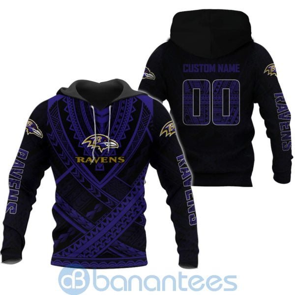 Baltimore Ravens NFL Team Logo Polynesian Pattern Custom Name Number 3D All Over Printed Shirt Product Photo