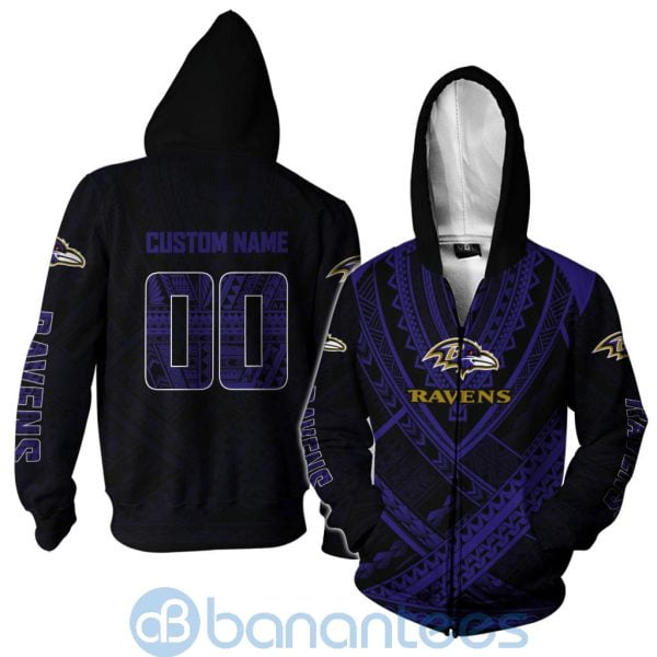 Baltimore Ravens NFL Team Logo Polynesian Pattern Custom Name Number 3D All Over Printed Shirt Product Photo