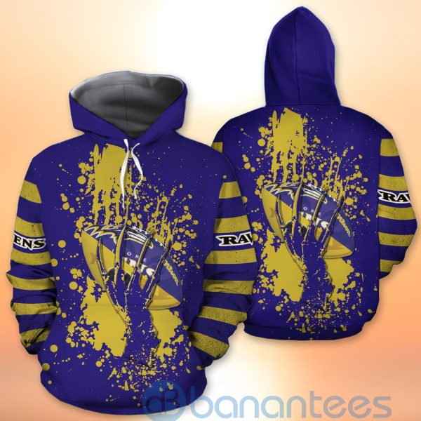 Baltimore Ravens Skull Hand NFL Football Team Logo Ball 3D All Over Printed Shirt Product Photo