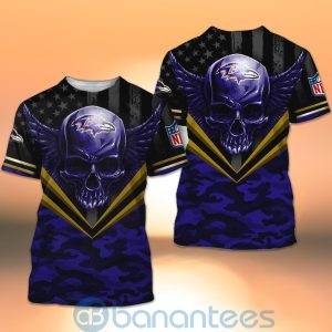 Baltimore Ravens Skull Wings 3D All Over Printed Shirt Product Photo