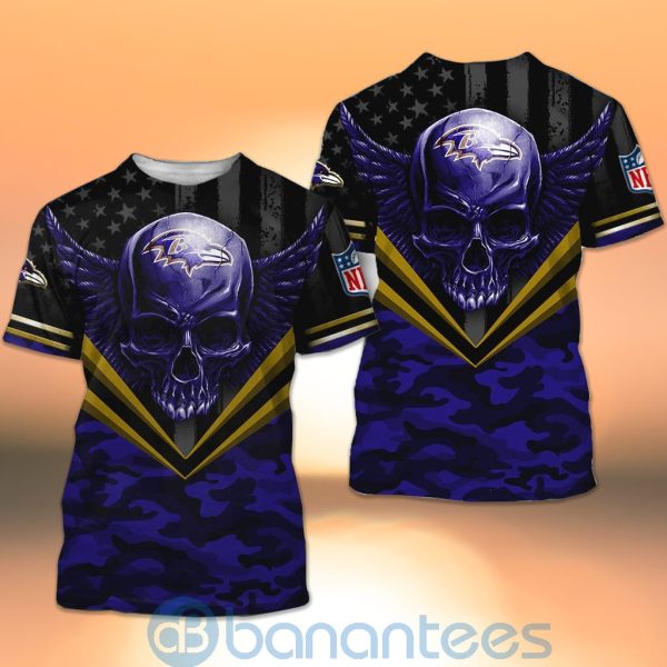 Baltimore Ravens Skull Wings 3D All Over Printed Shirt Product Photo
