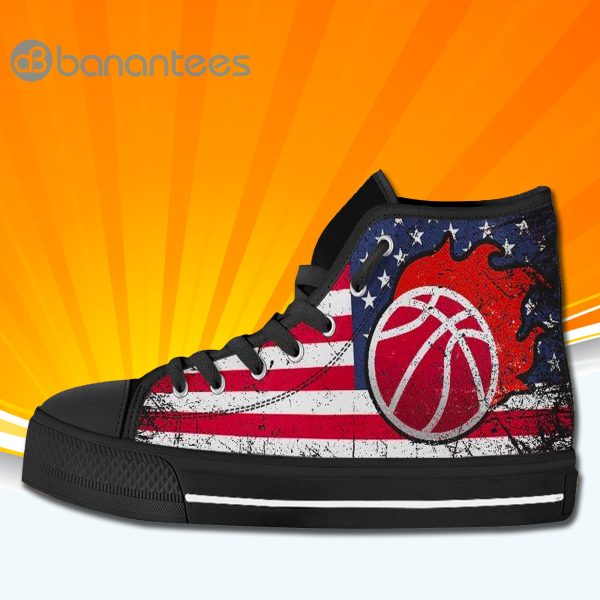 Basketball American Usa Flag High Top Canvas Shoes Sneakers For Men And Women Product Photo