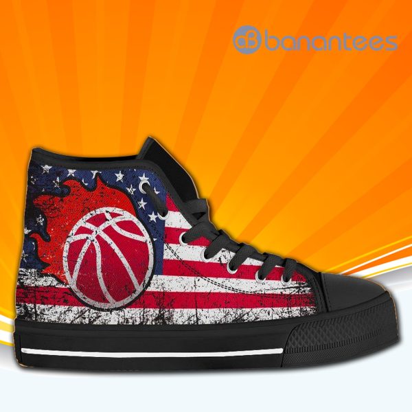 Basketball American Usa Flag High Top Canvas Shoes Sneakers For Men And Women Product Photo